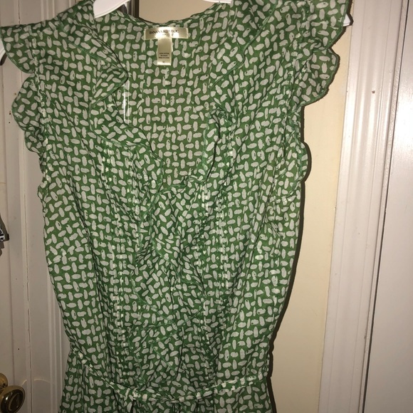 BANANA REPUBLIC green/white patterned top. XL - Picture 3 of 4